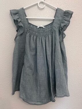Ces Femme Slate Blue Smocked Ruffle Tank Top